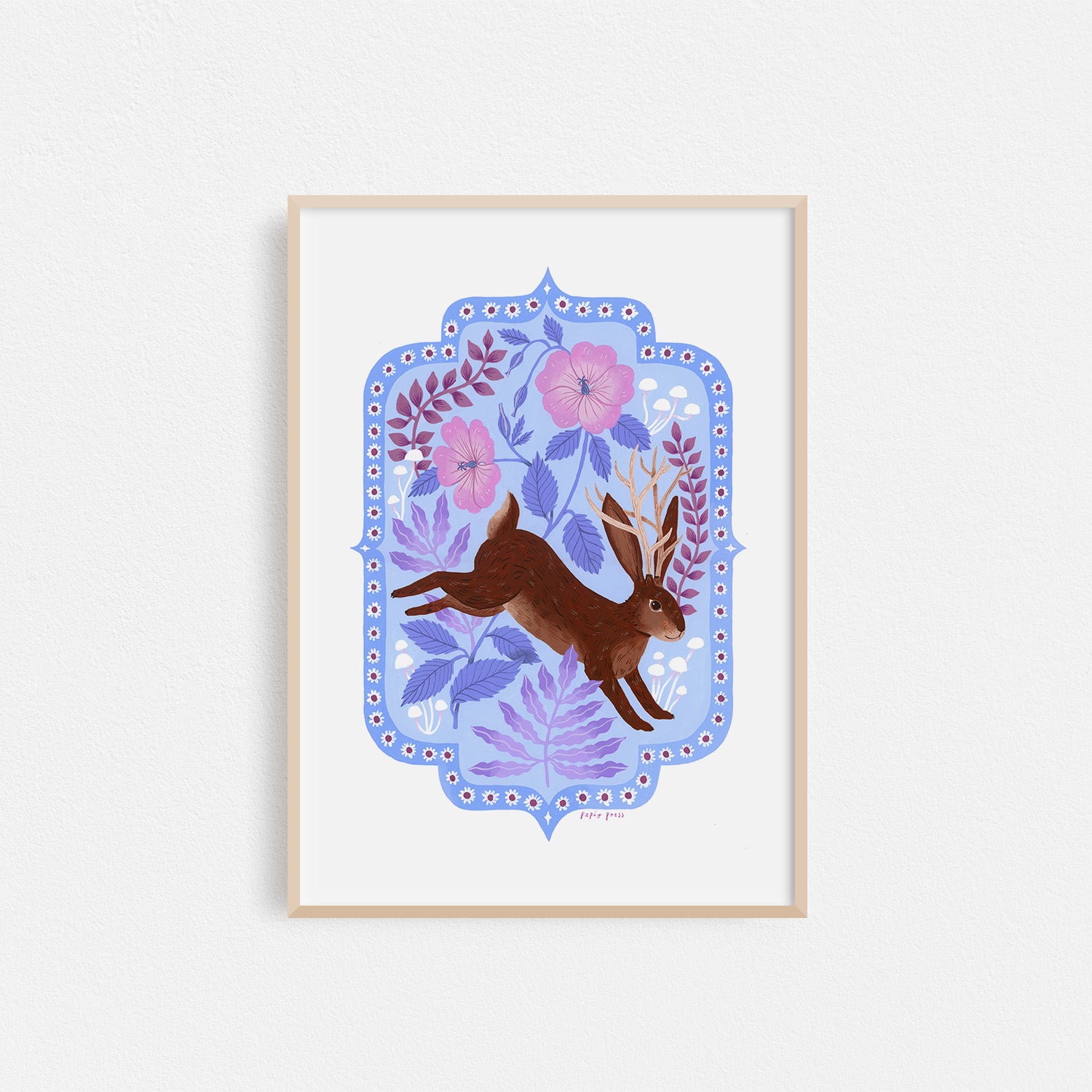 Floral Jackalope Artists Print
