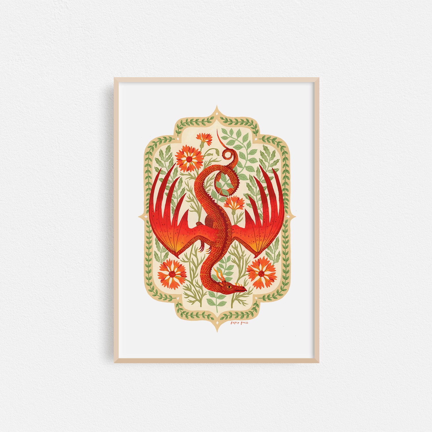 Floral Dragon Artists Print