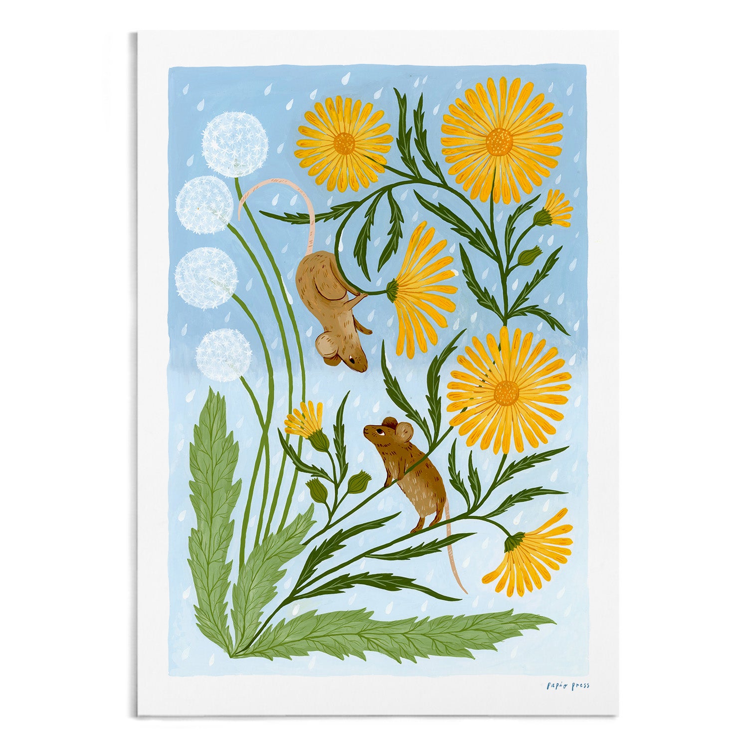 Floral Mice Artists Print