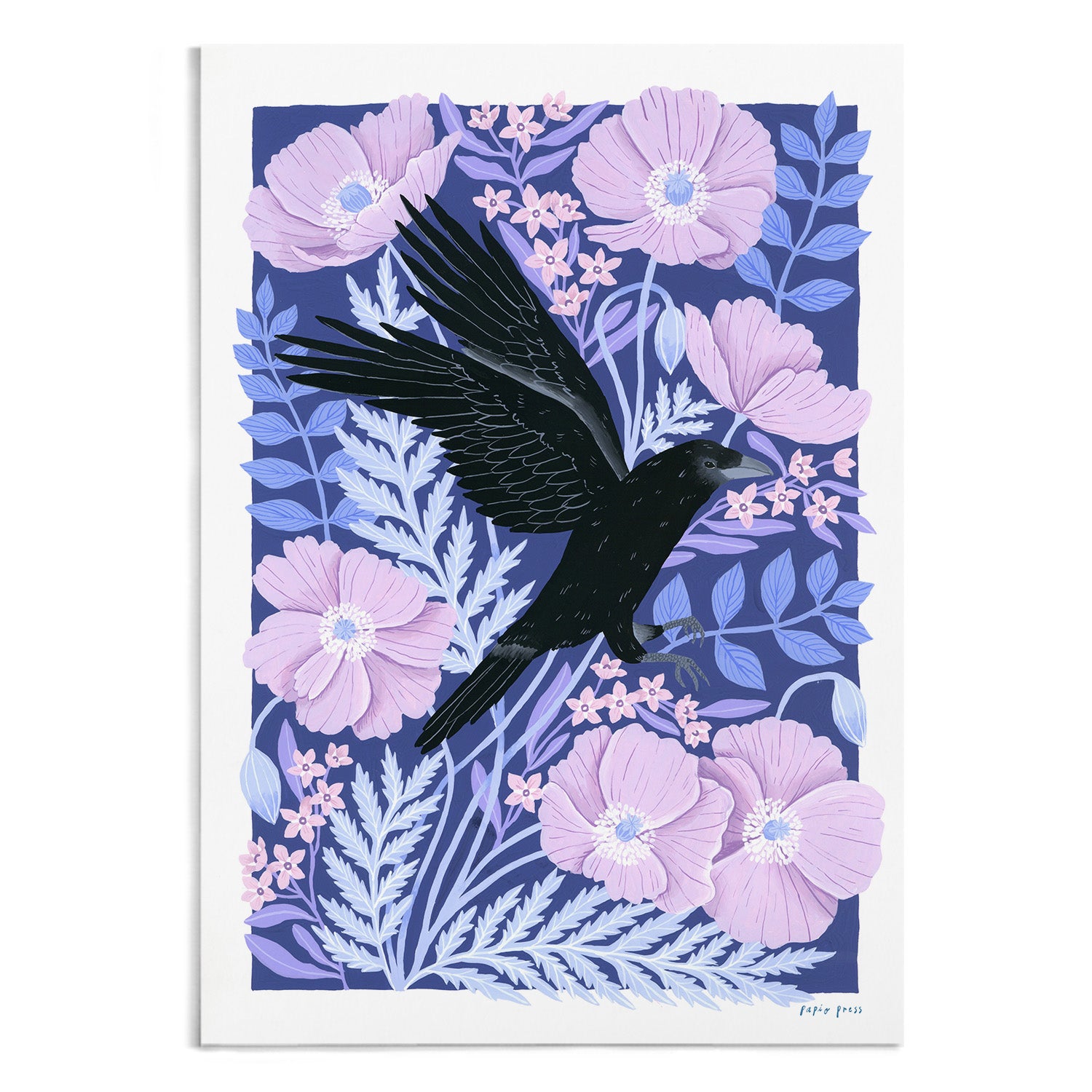 Floral Crow Artists Print