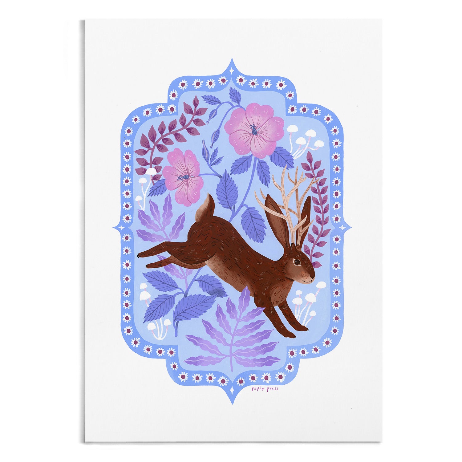 Floral Jackalope Artists Print