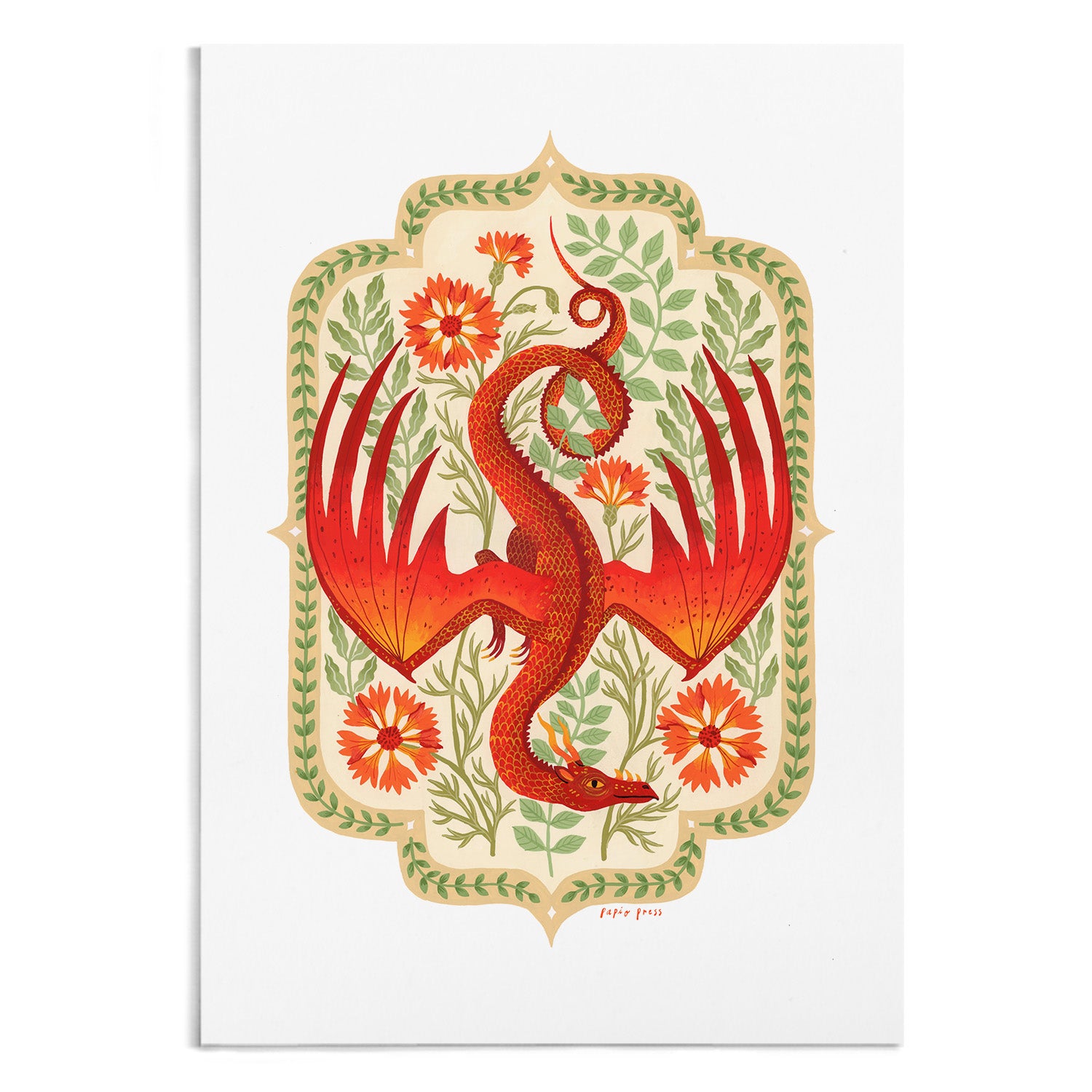 Floral Dragon Artists Print