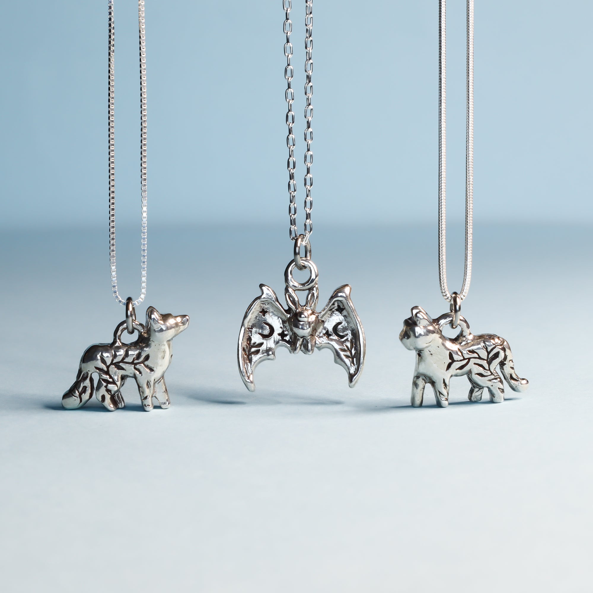 Floral Fox Silver Pendant