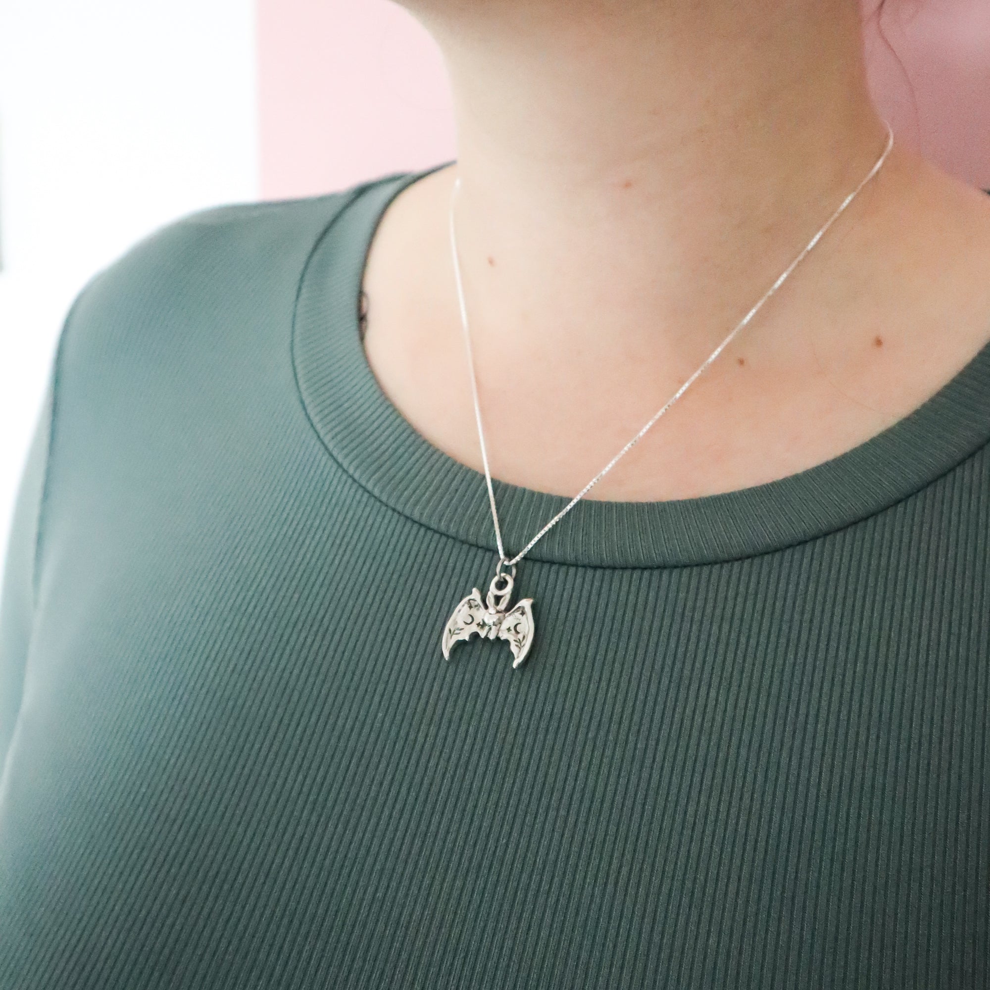 Lunar Bat Silver Pendant