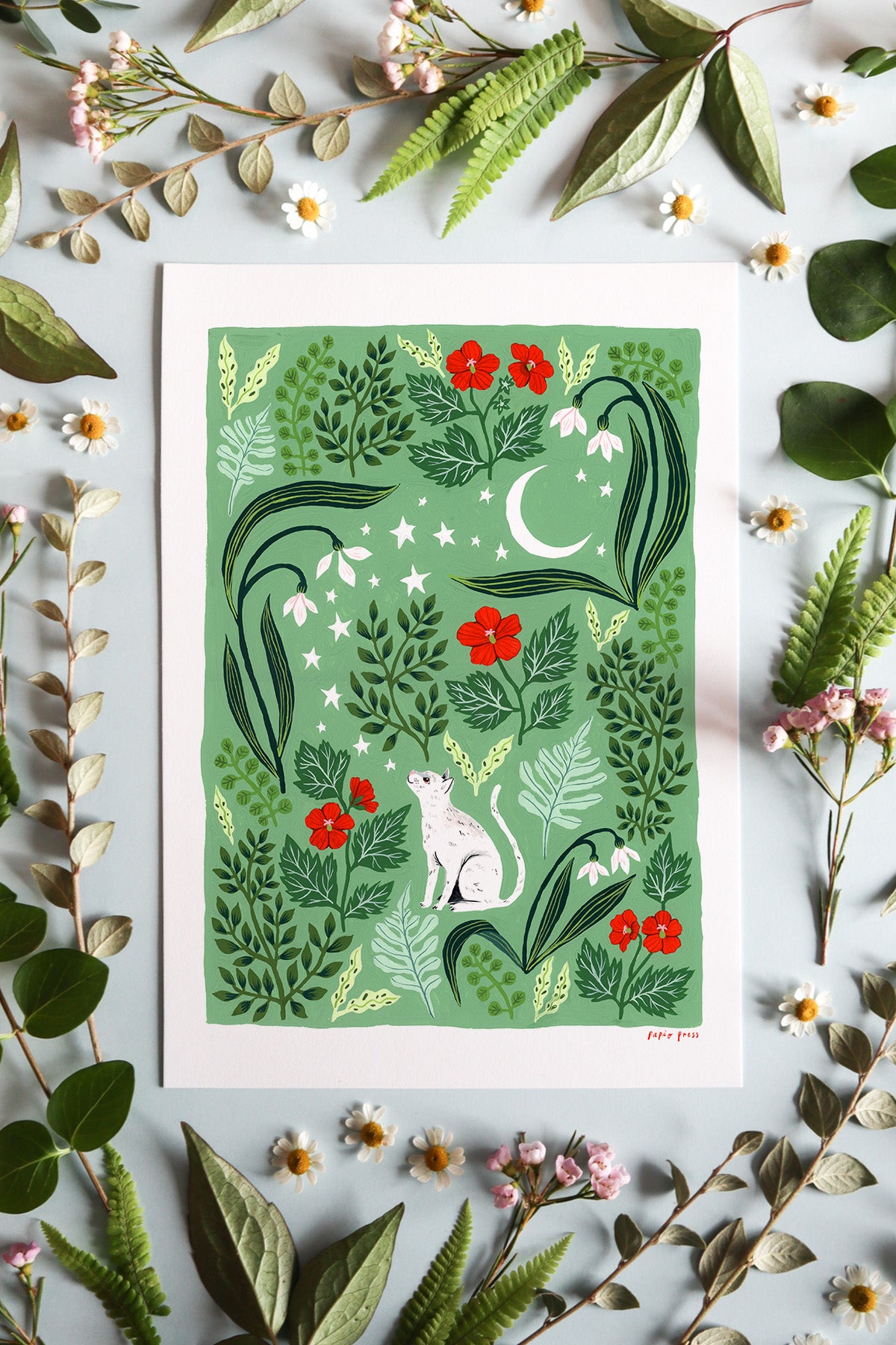Cat & The Moon Artists Print