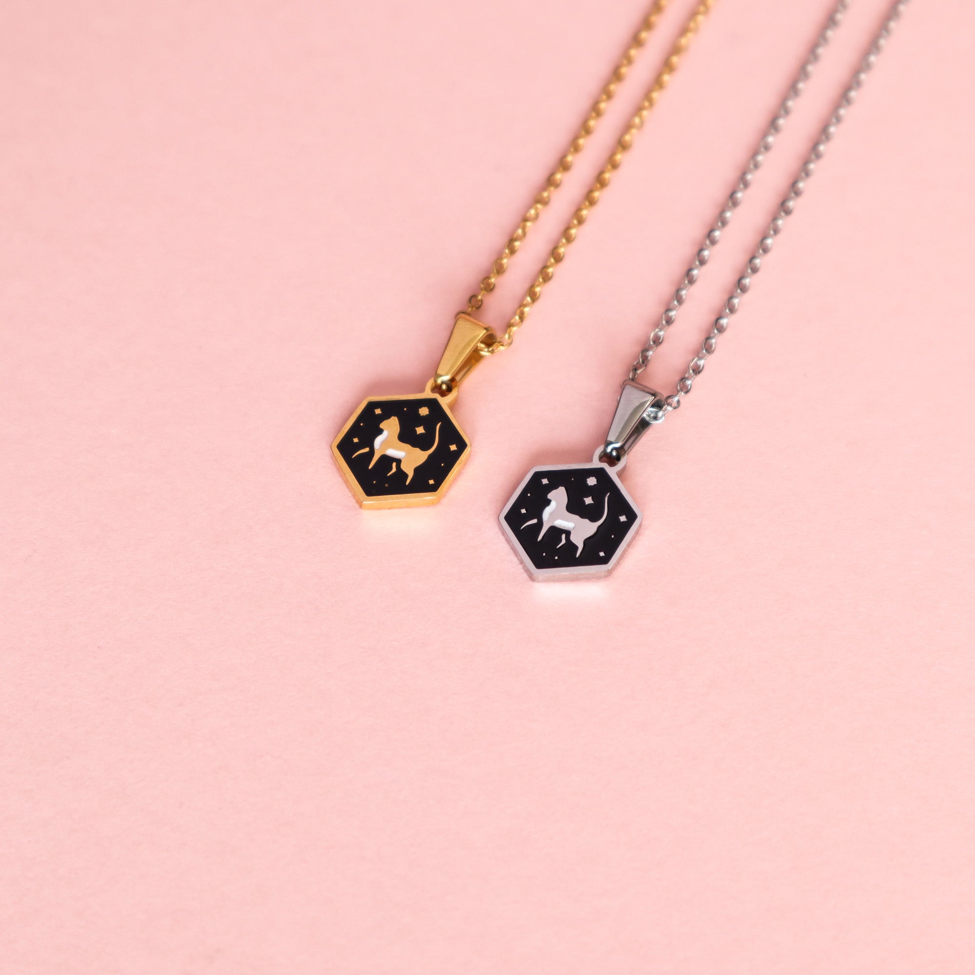 Mini Hexagon Cat Pendant