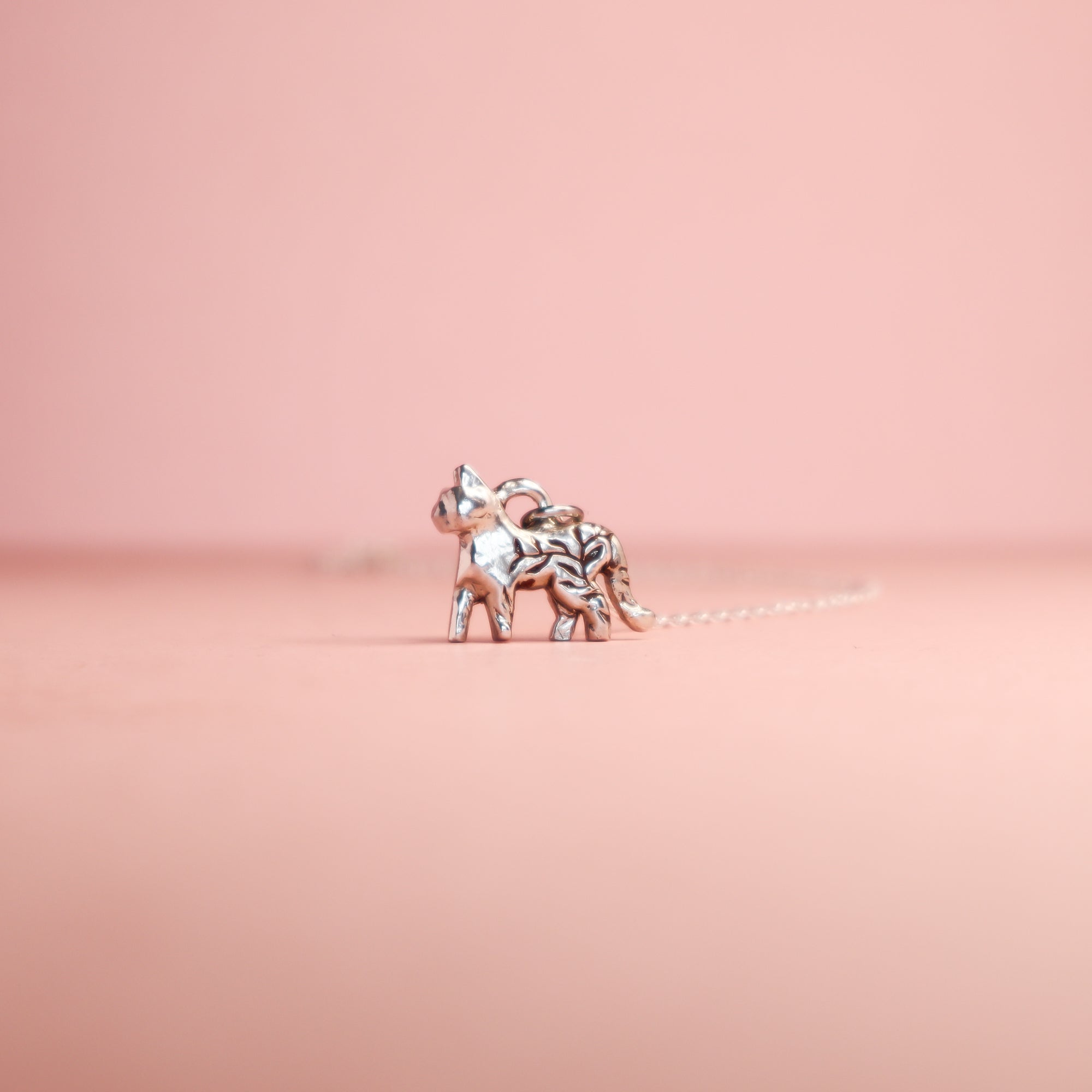 Floral Cat Silver Pendant