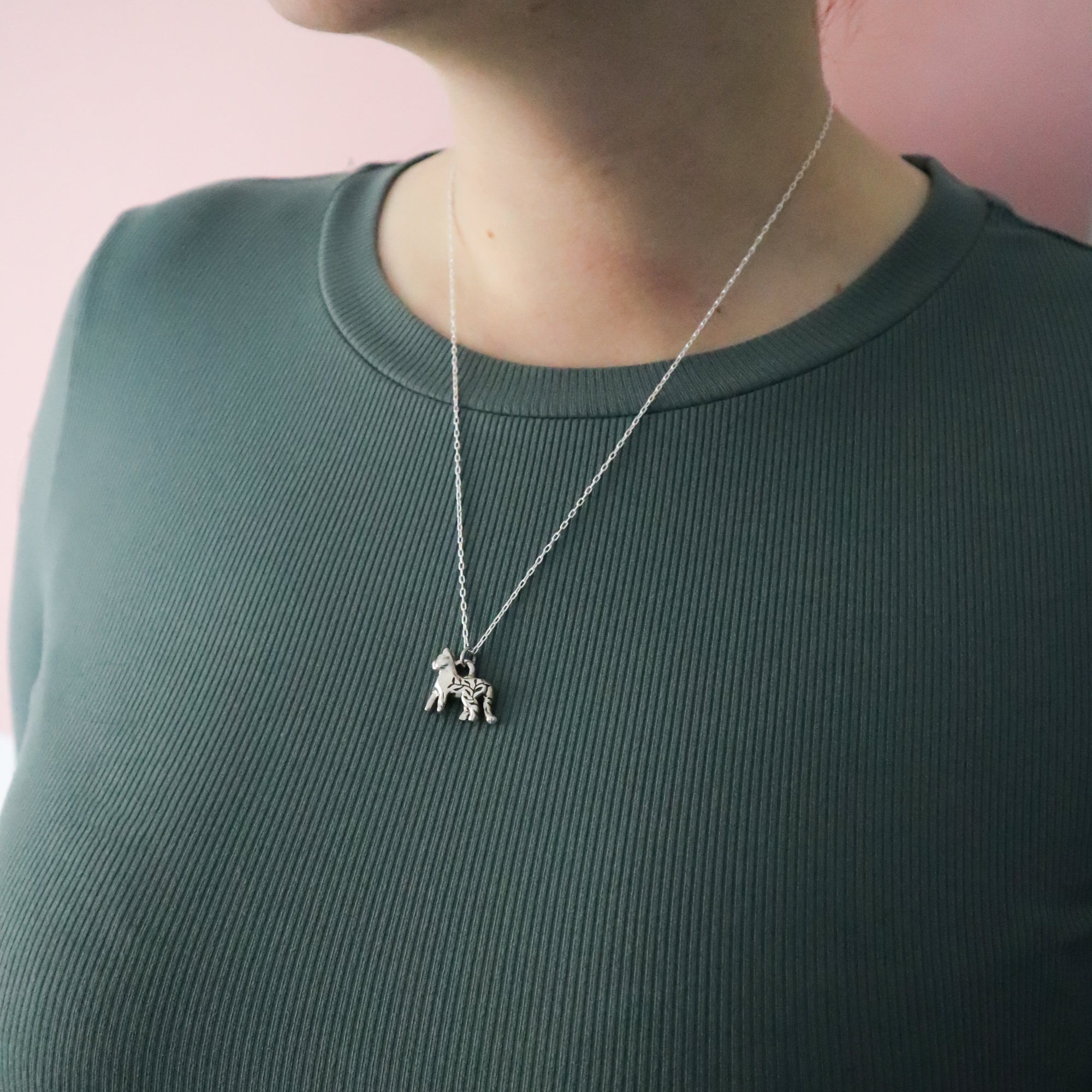 Floral Cat Silver Pendant