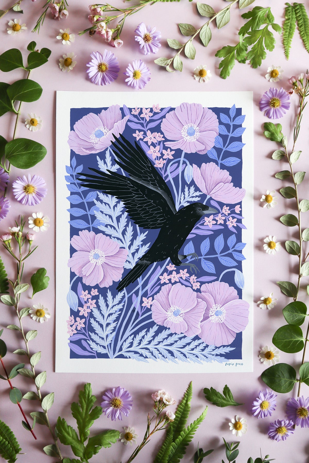 Floral Crow Artists Print