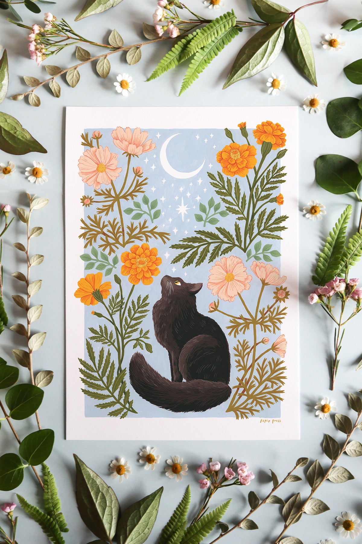 Floral Cat Artists Print