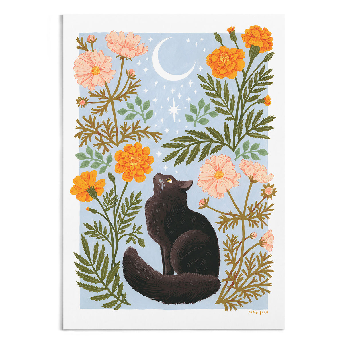 Floral Cat Artists Print