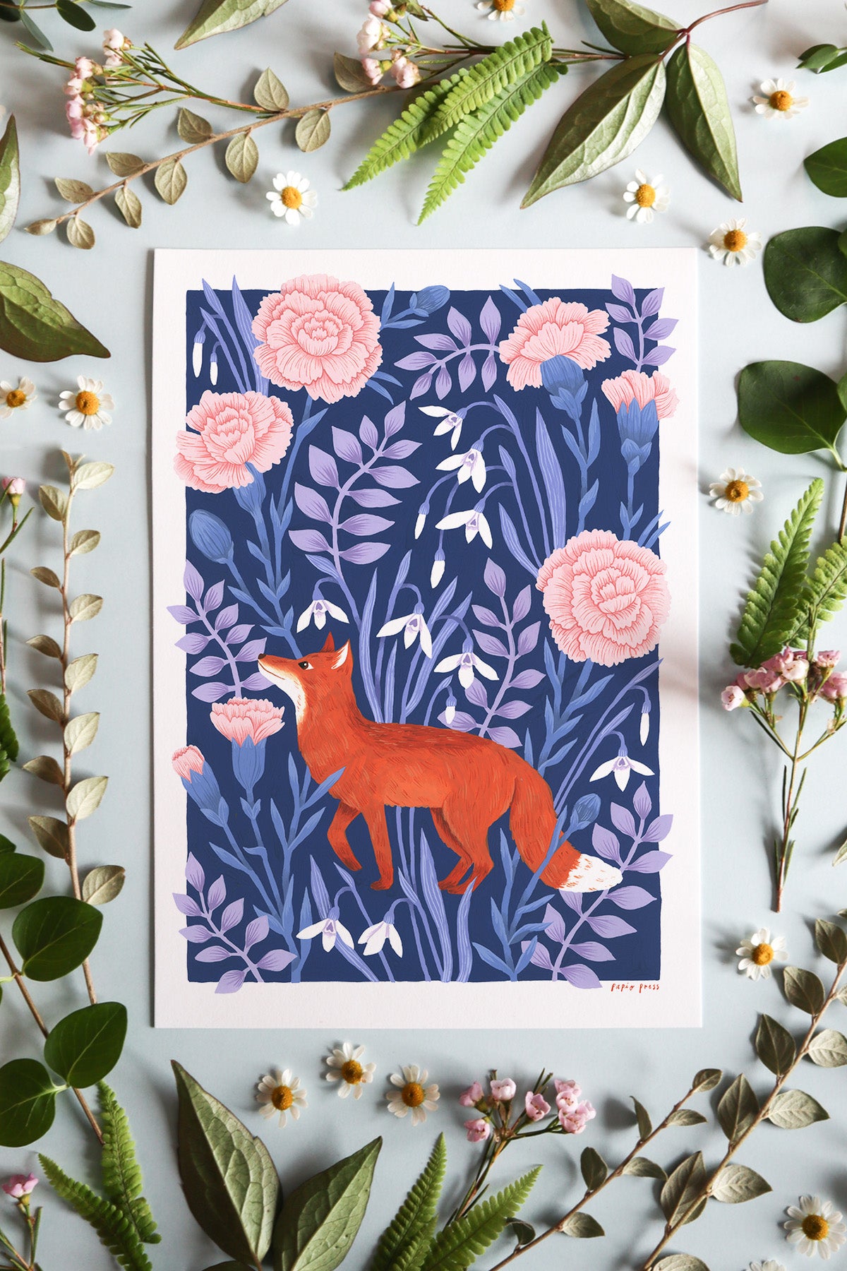 Fox & Carnations Artists Prints
