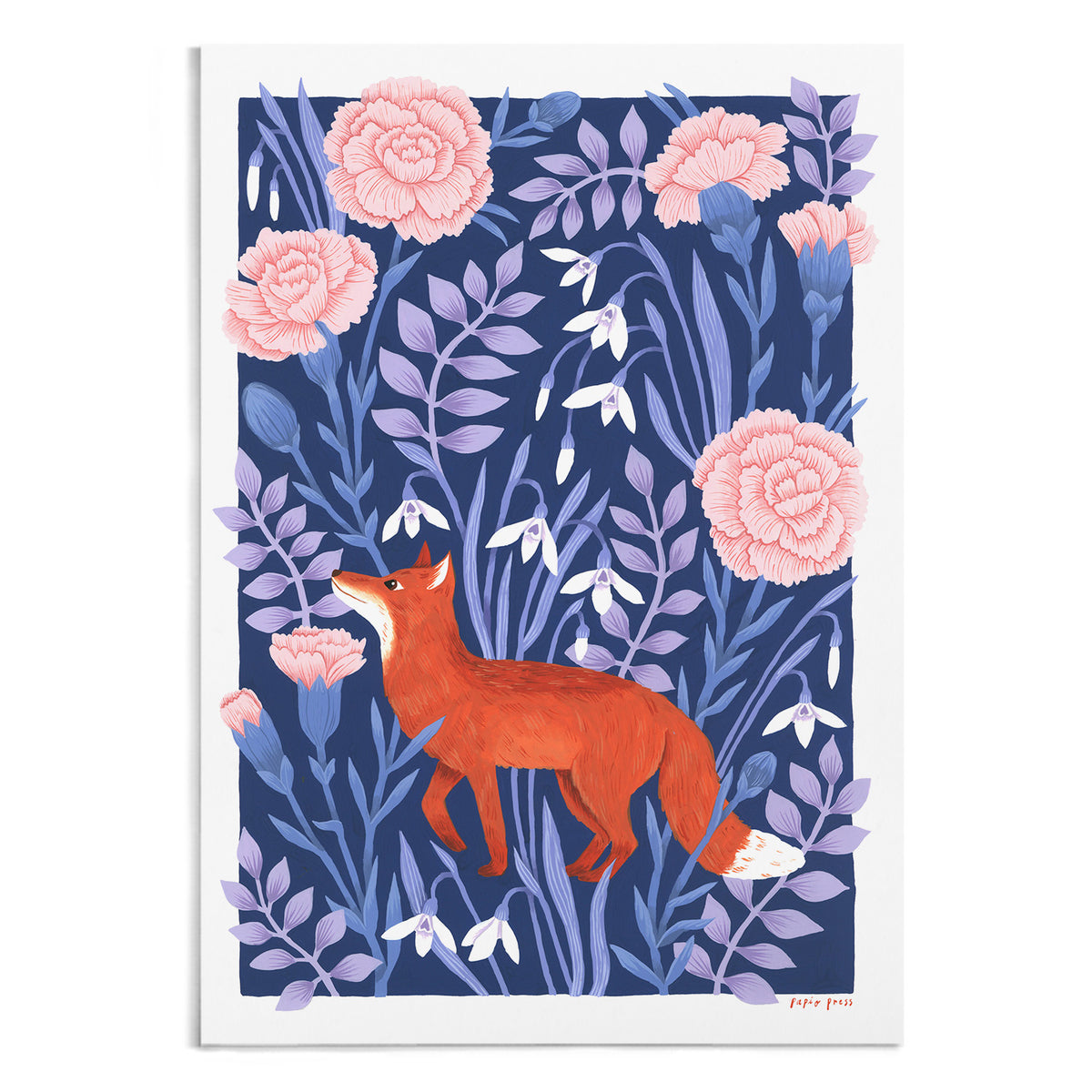 Fox & Carnations Artists Prints