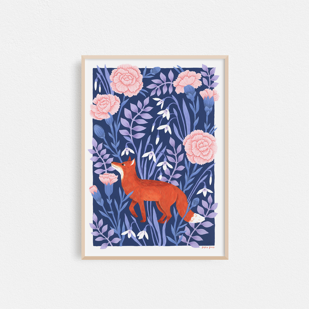 Fox & Carnations Artists Prints