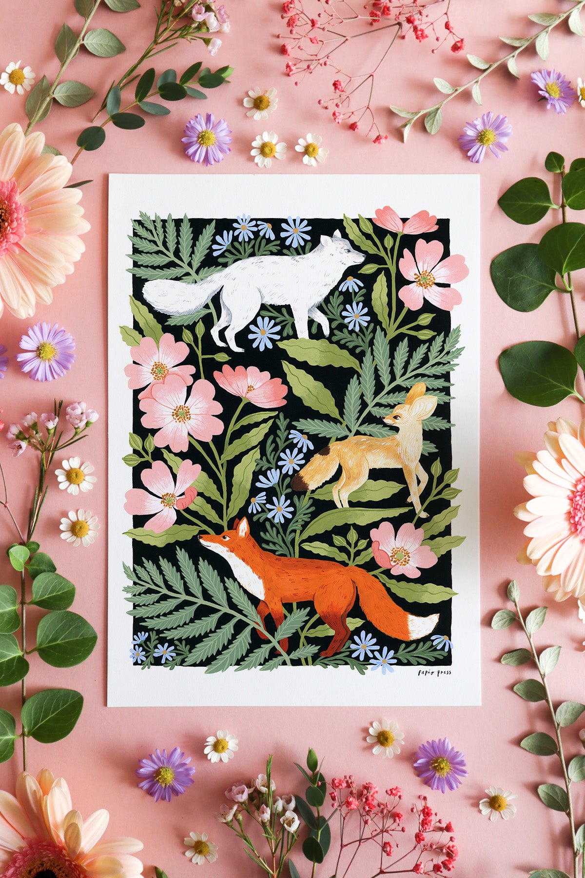 Floral Foxes Artists Print