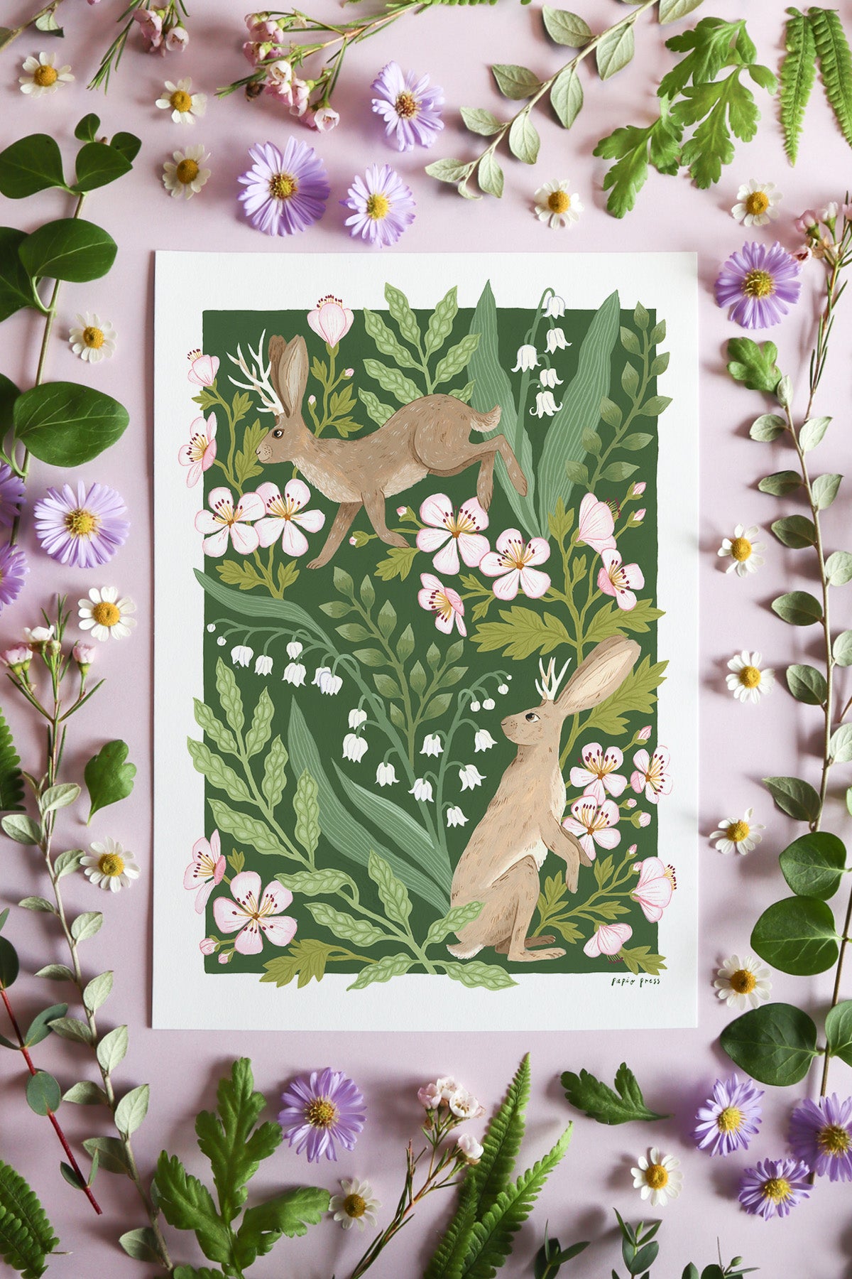 Floral Jackalopes Artists Print