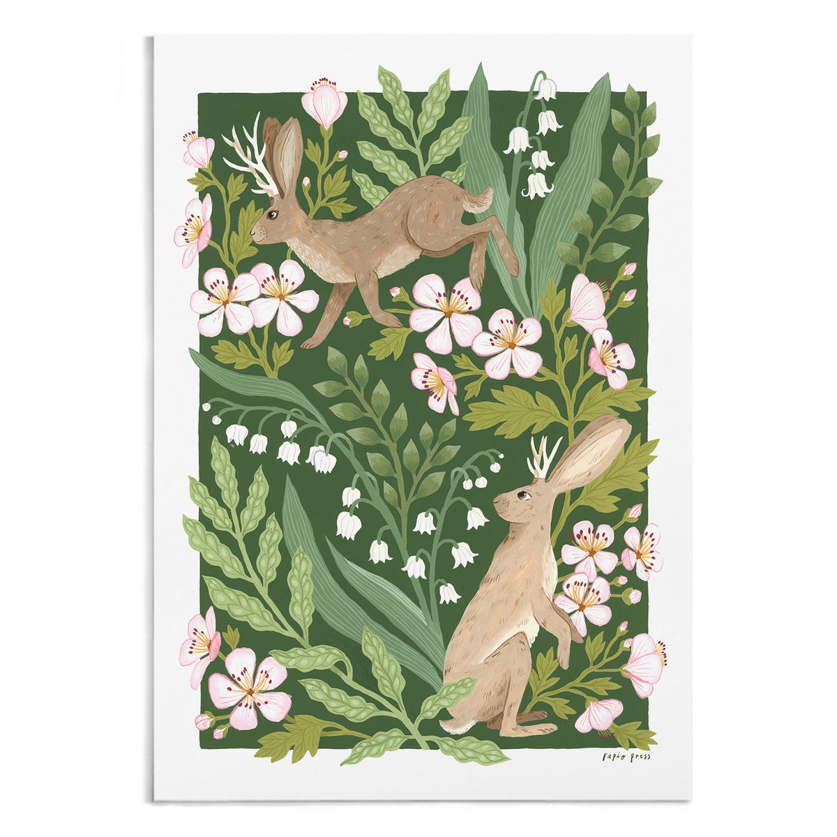 Floral Jackalopes Artists Print