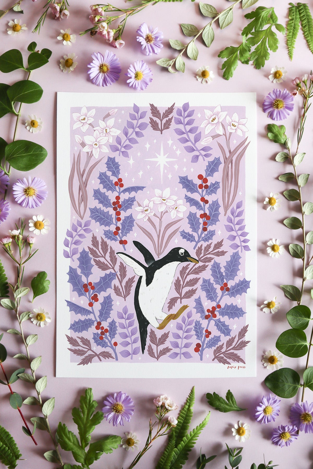 Floral Penguin Artists Print