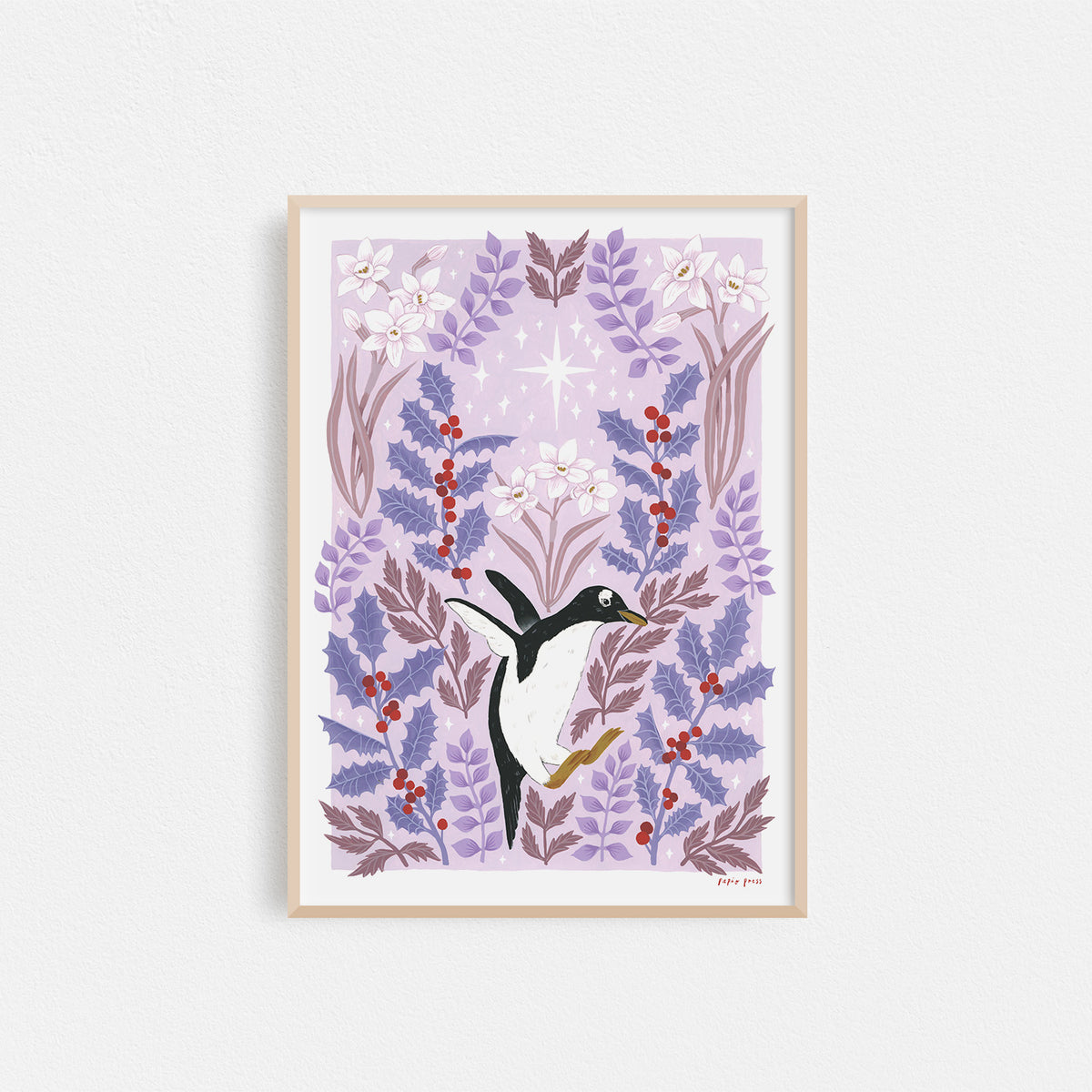 Floral Penguin Artists Print