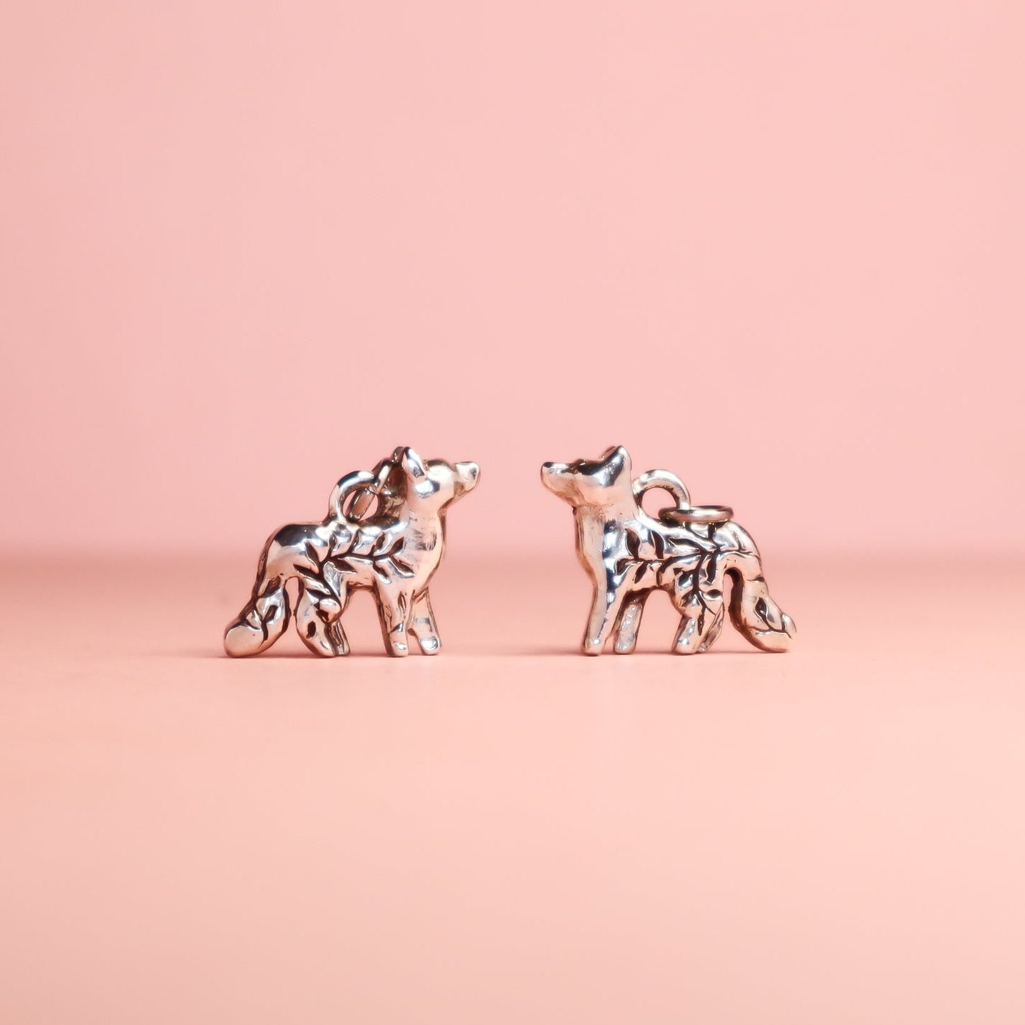 Floral Fox Silver Pendant