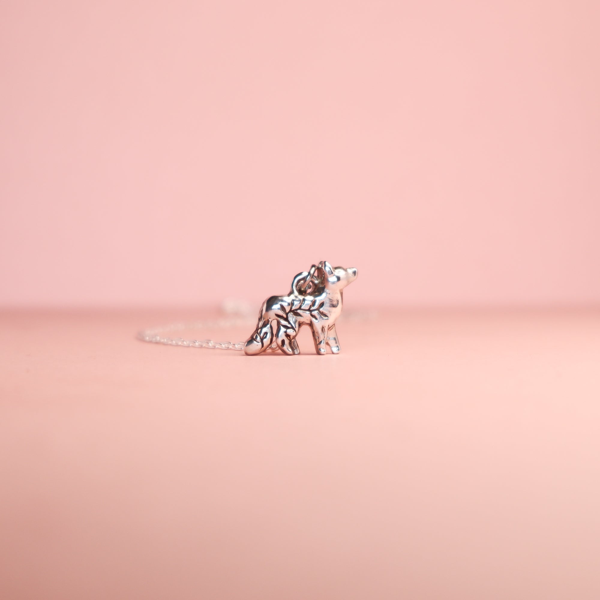 Floral Fox Silver Pendant