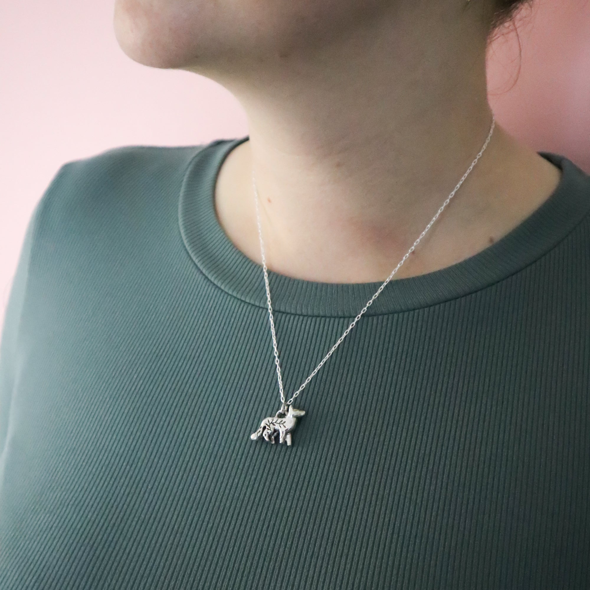 Floral Fox Silver Pendant