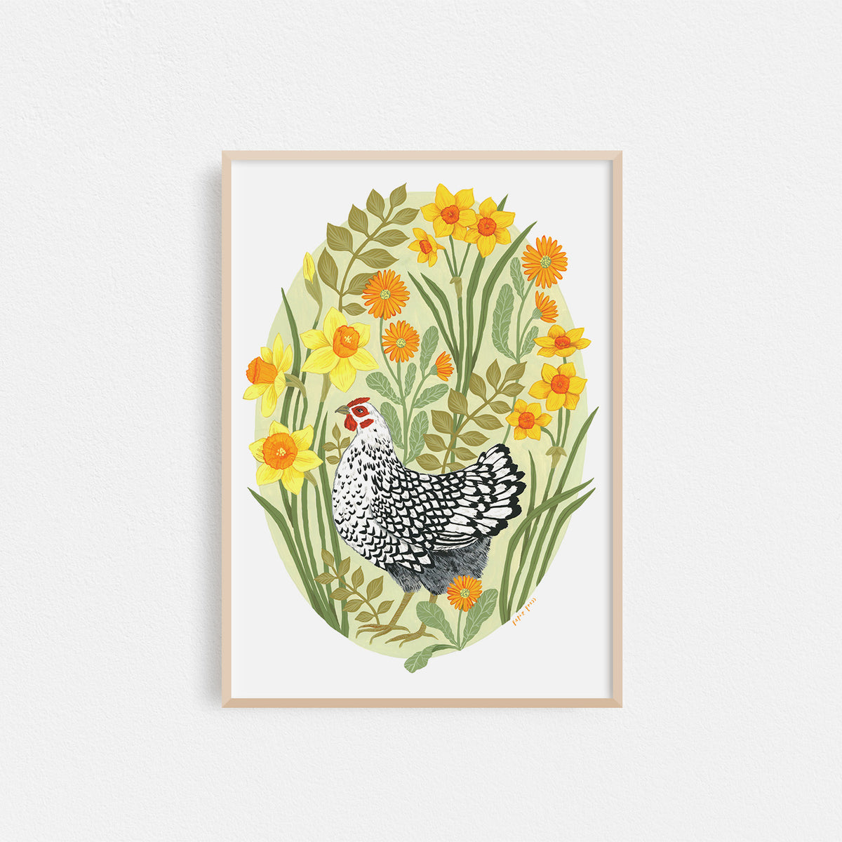 Floral Hen Artists Print
