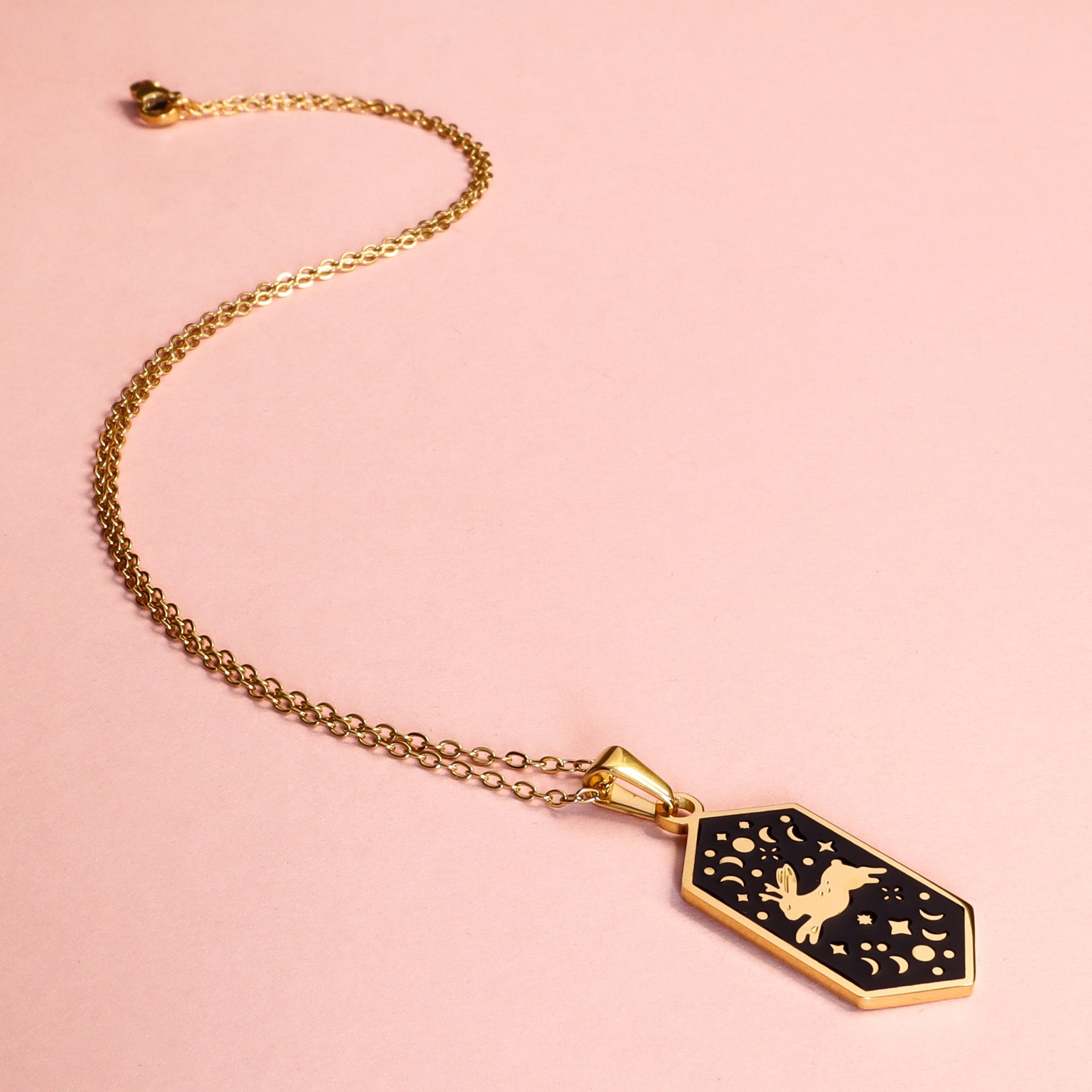 Lunar Jackalope Pendant Enamel Necklace