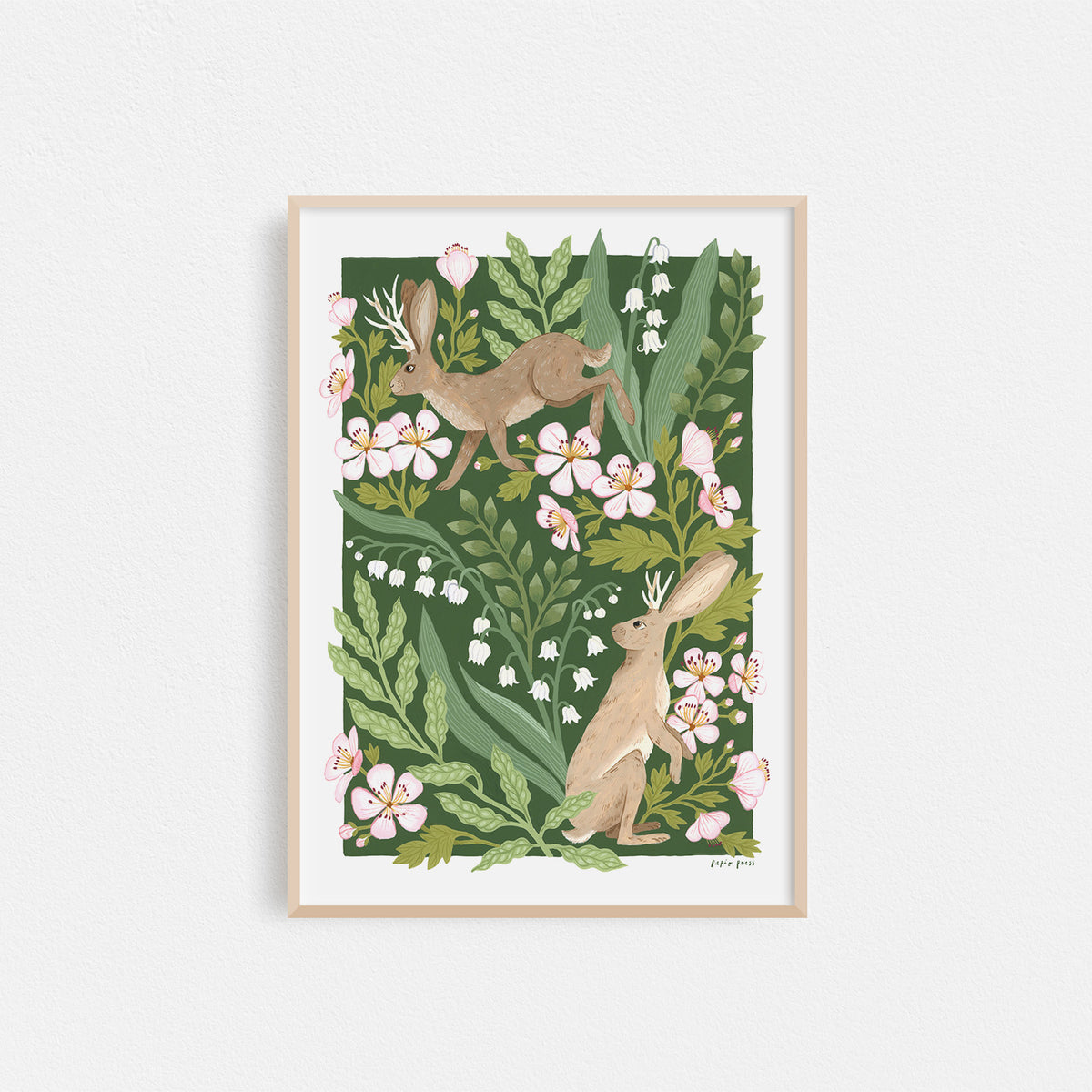Floral Jackalopes Artists Print
