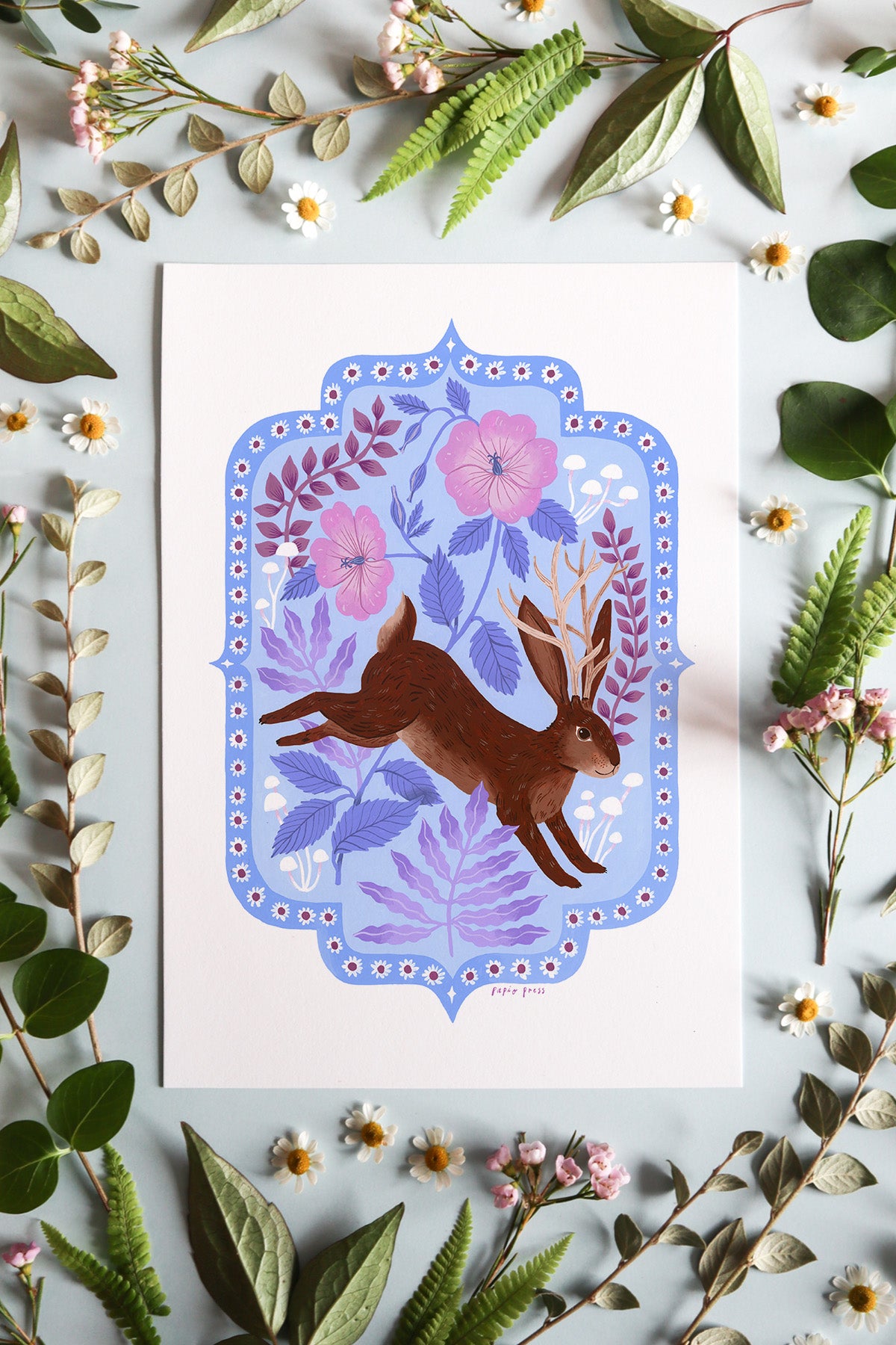 Floral Jackalope Artists Print