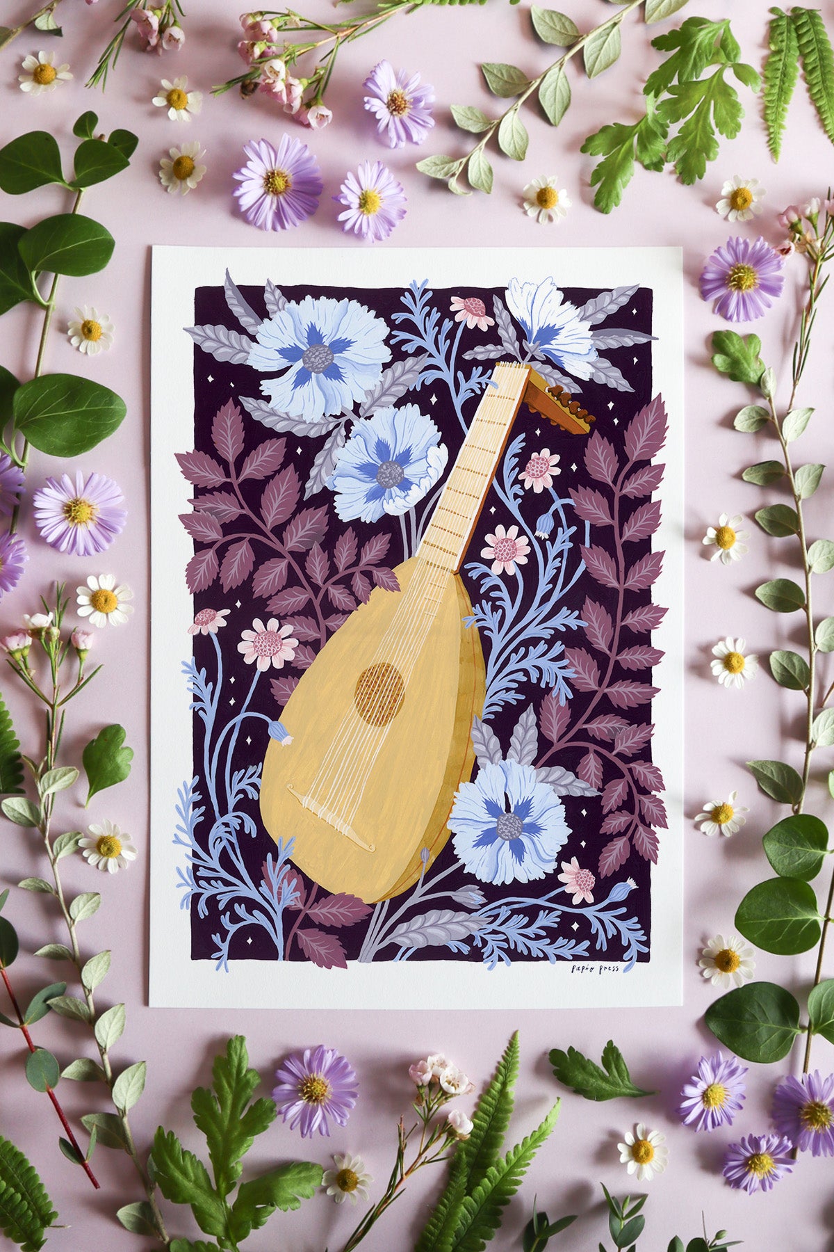 Floral Lute Artists Print