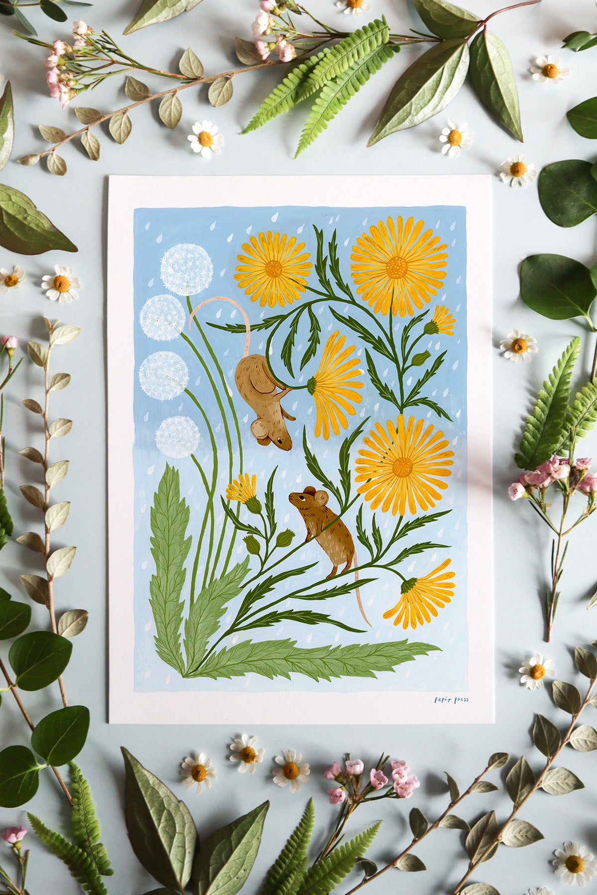Floral Mice Artists Print
