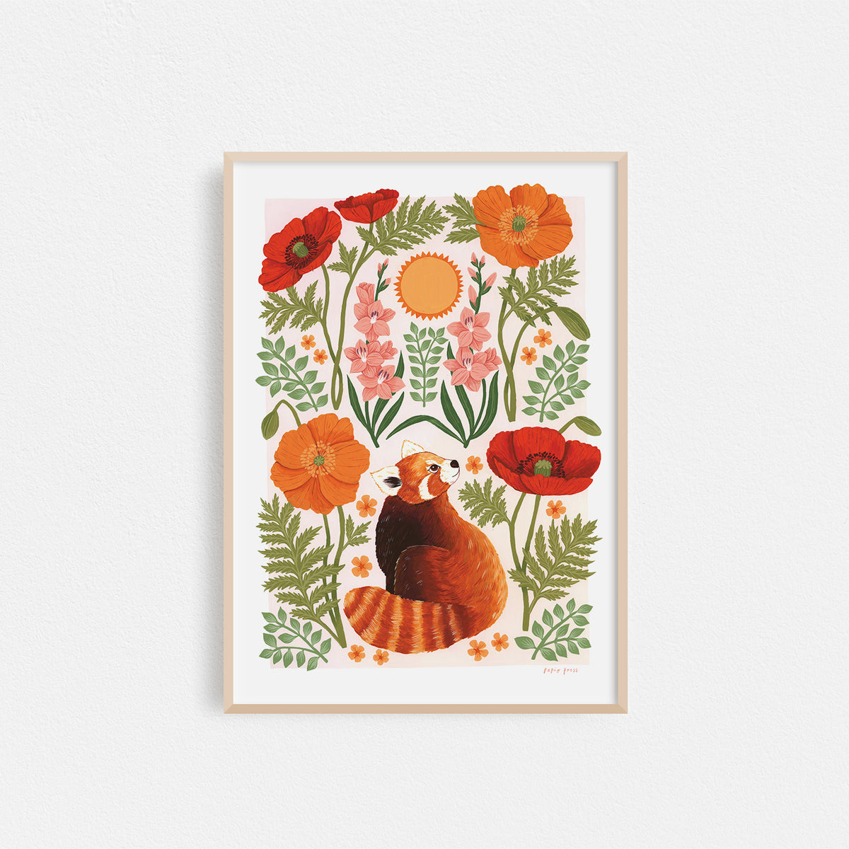Floral Red Panda Artists Print