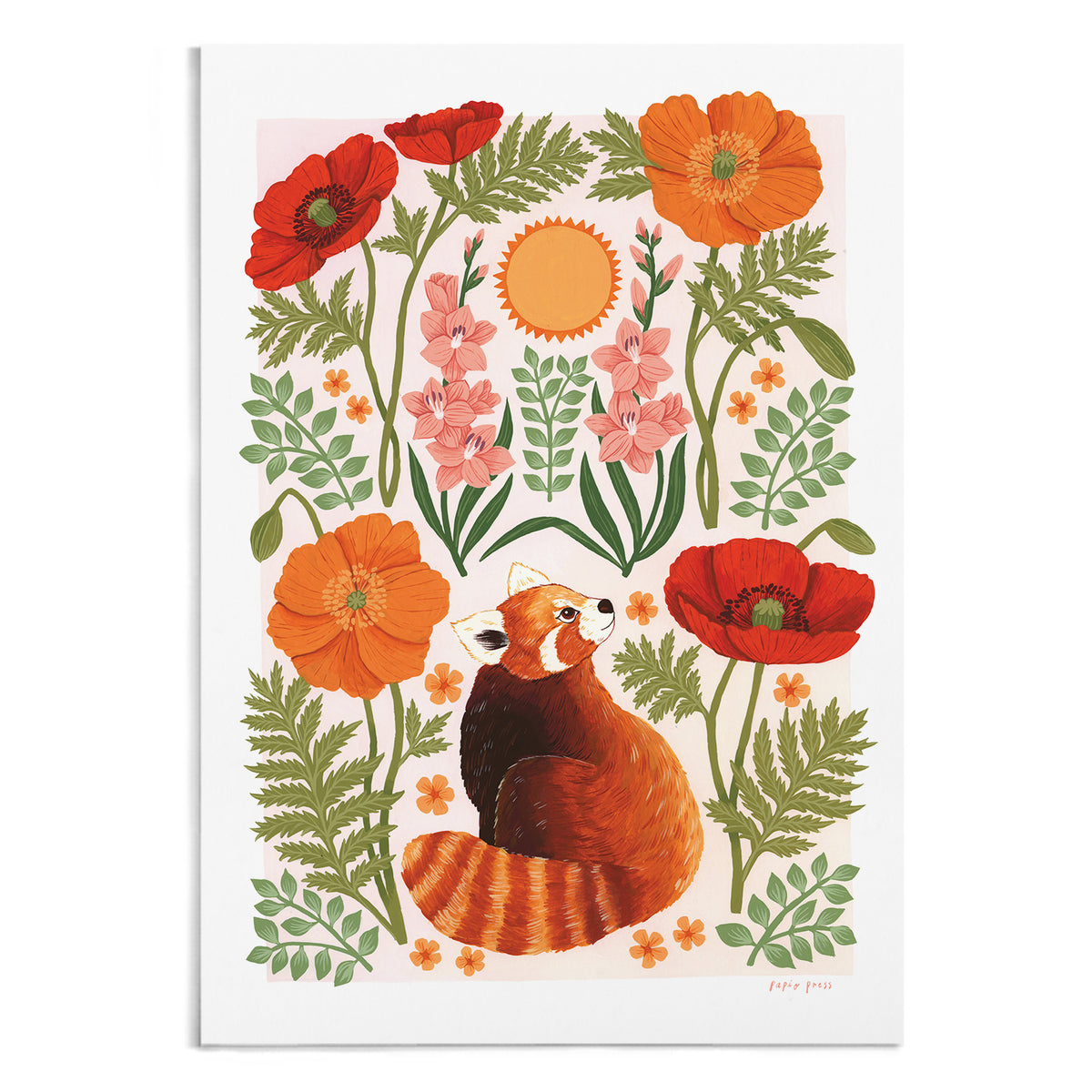 Floral Red Panda Artists Print