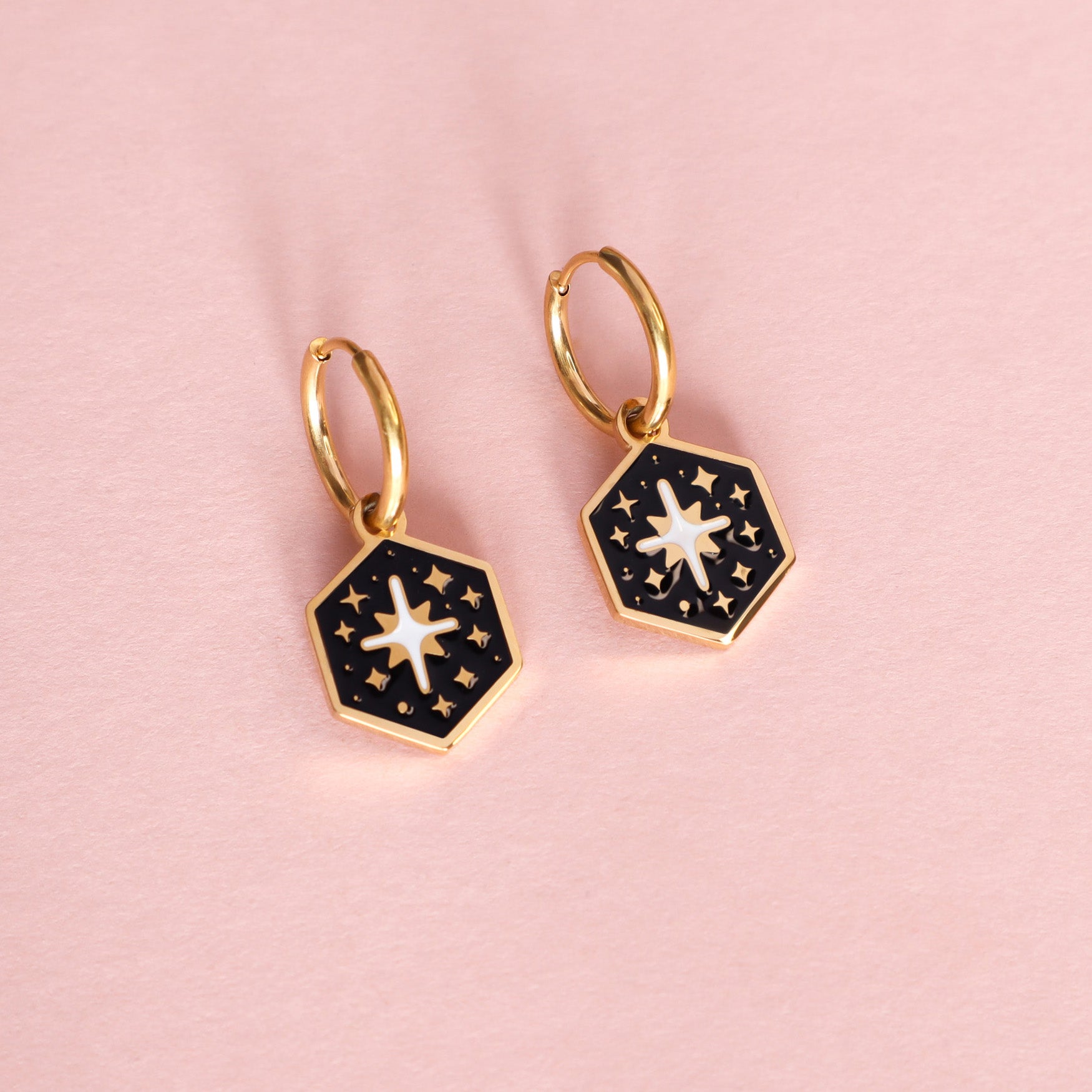 Mini Hexagon Star Hoop Earrings