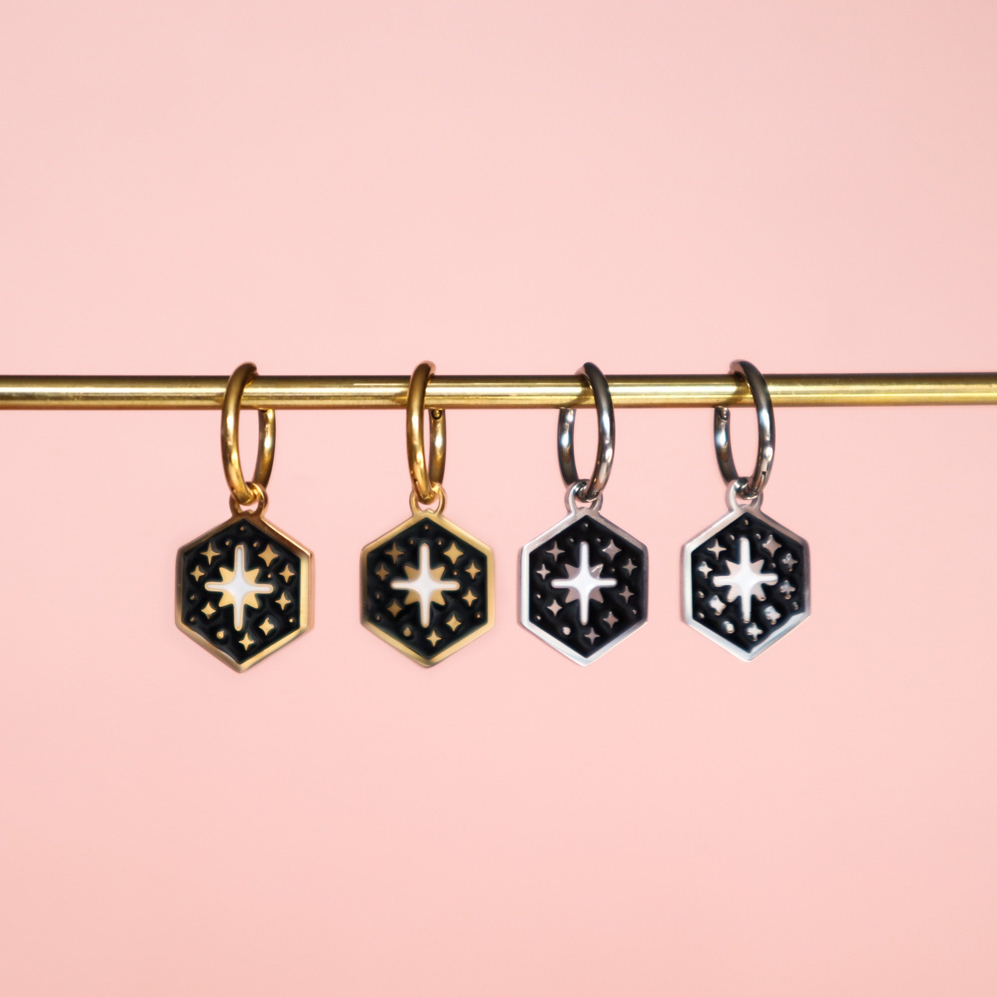 Mini Hexagon Star Hoop Earrings