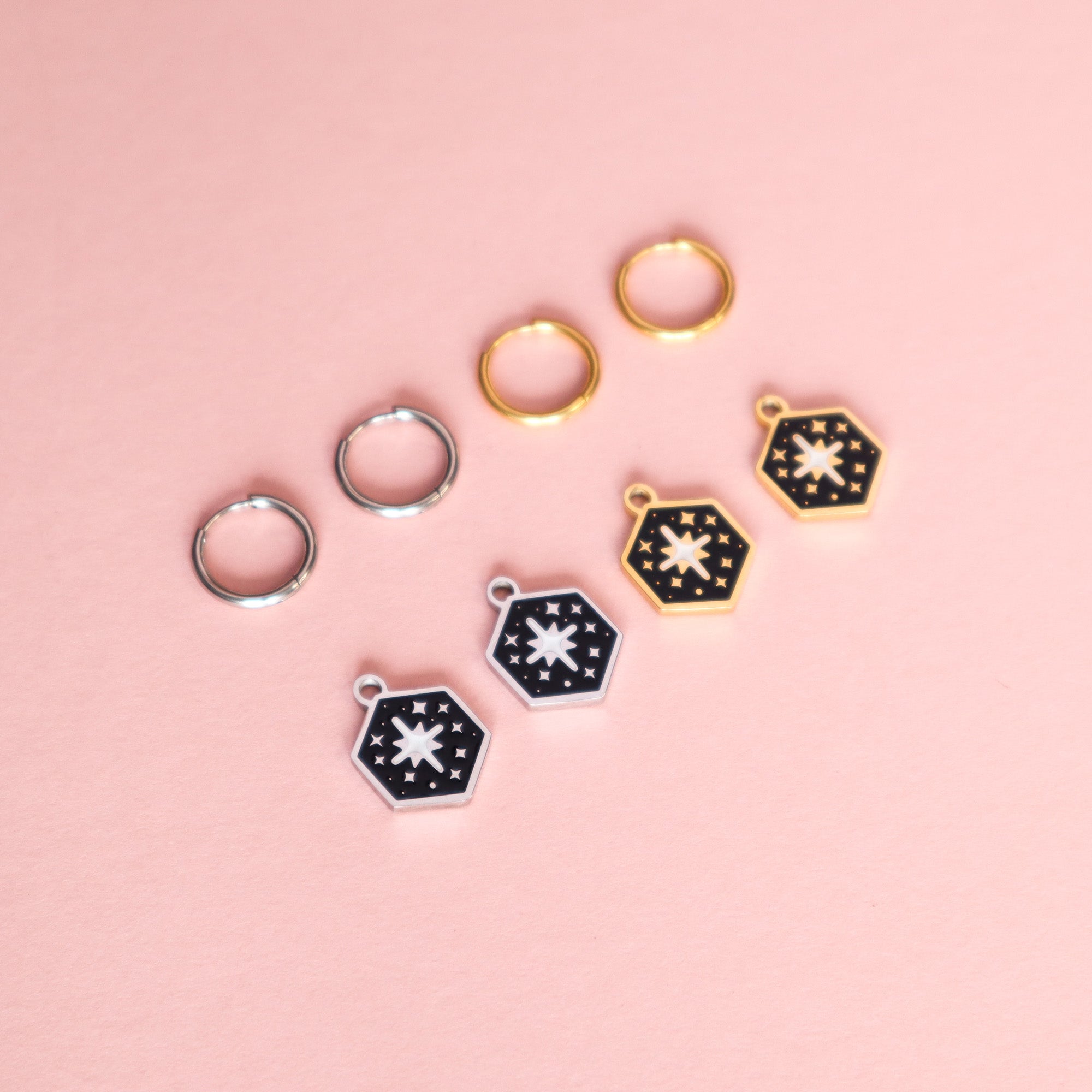 Mini Hexagon Star Hoop Earrings