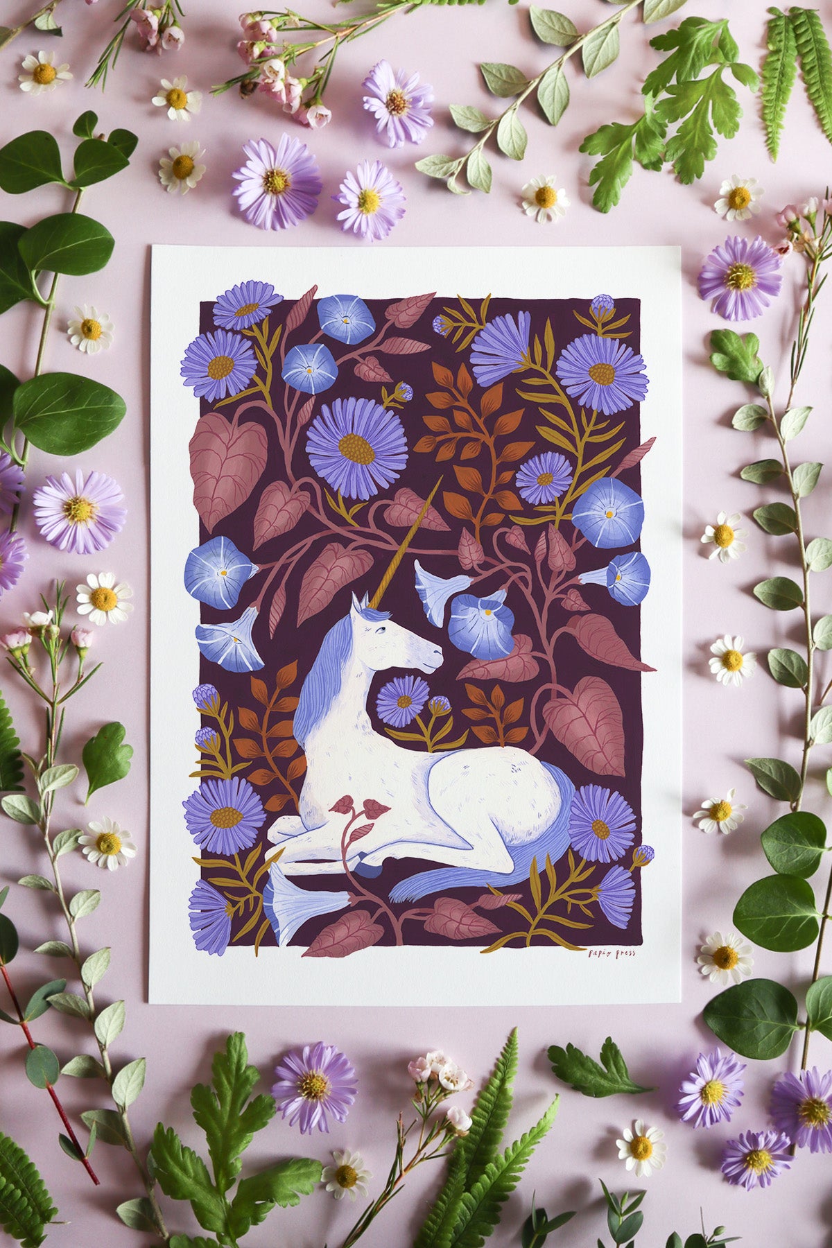 Floral Unicorn Artists Print
