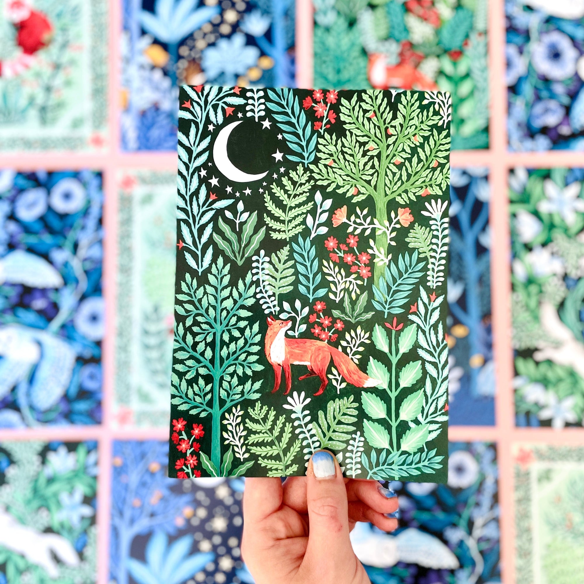 5 Large Papio Press A5 Postcards with Floral Creatures Illustrations