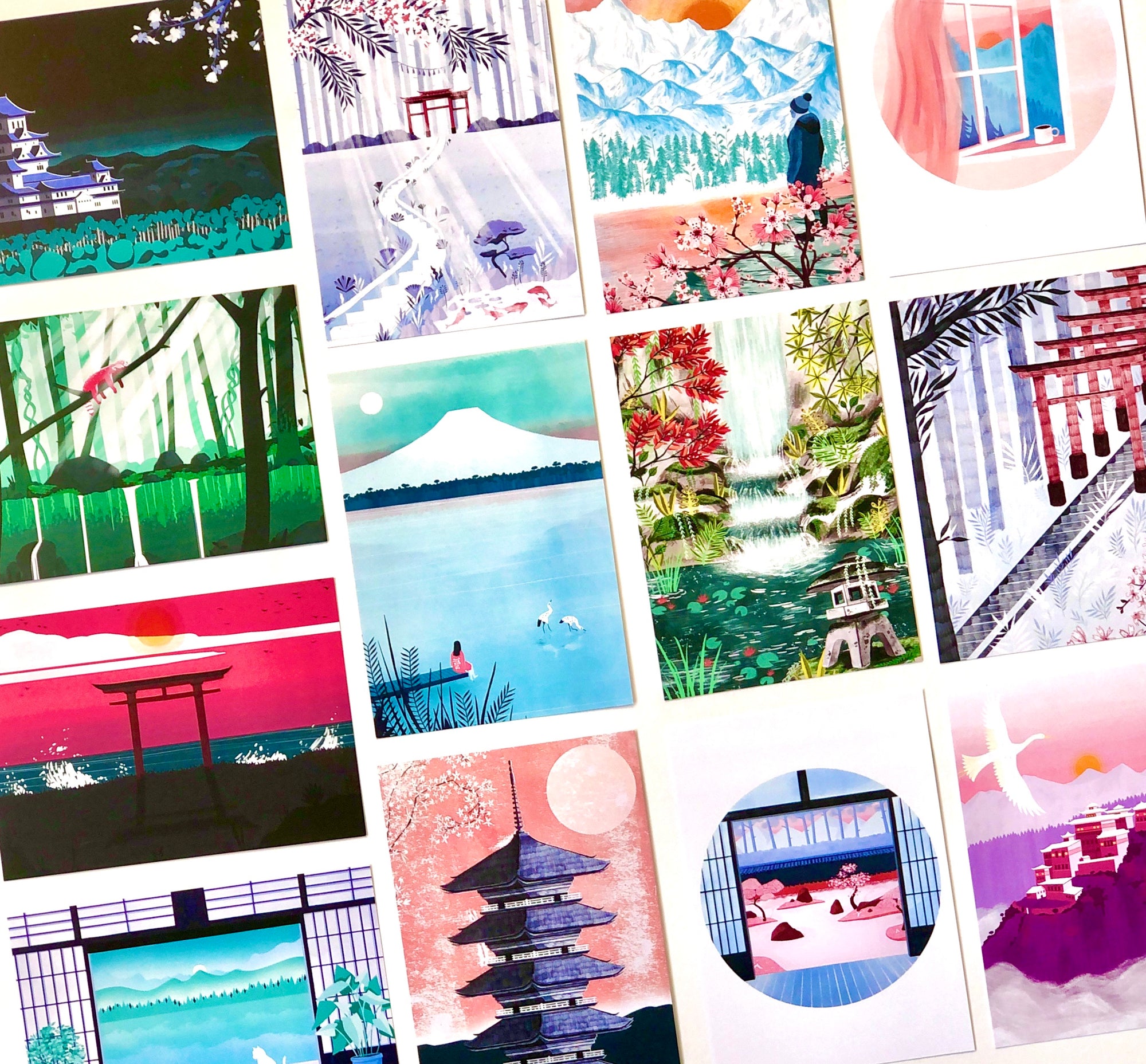 Pack of 15 Papio Press Postcards with Japan Travel Illustrations